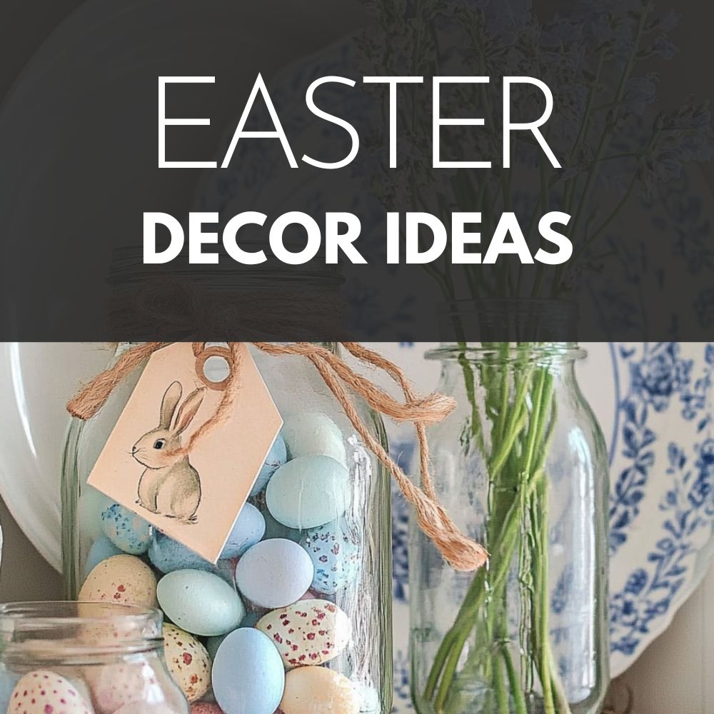 easter home decor ideas vignette