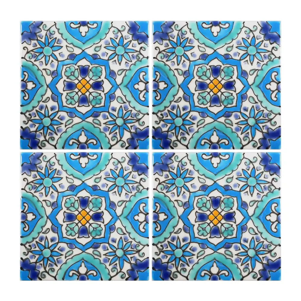 Casablanca Market Mediterranean 4" x 4" Ceramic Utica Decorative Tile in Blue & Reviews | Wayfair