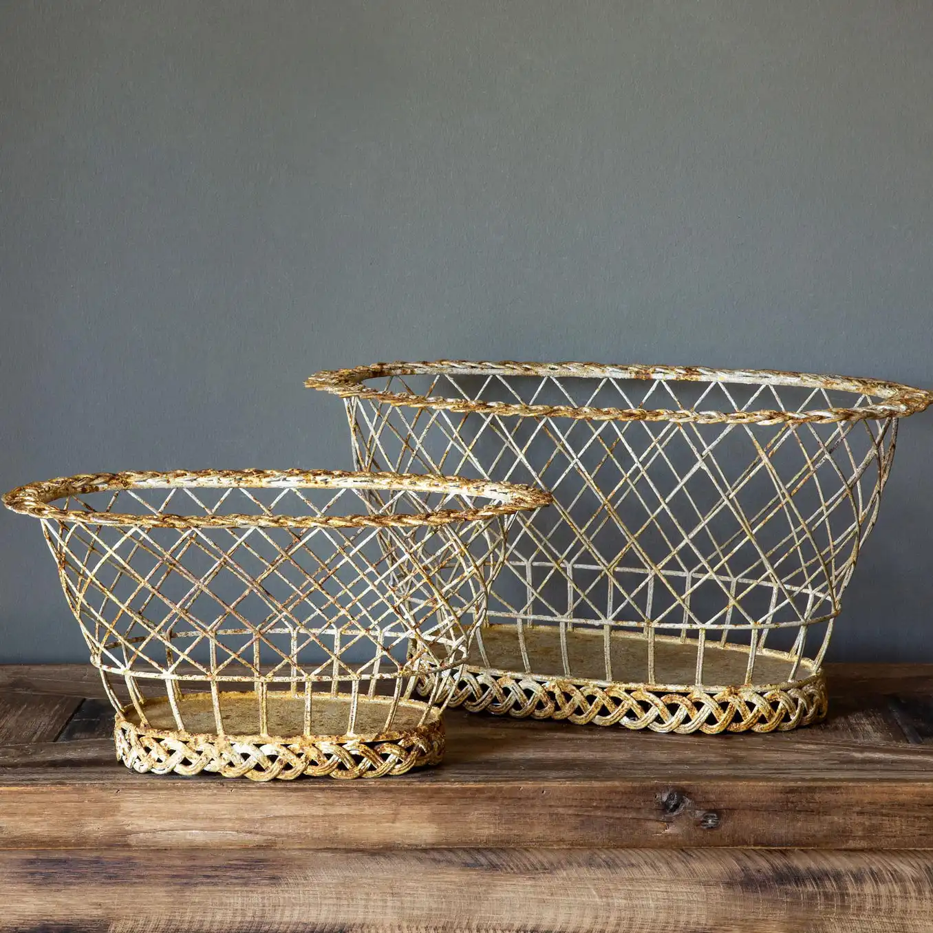 Park Hill Collection Country French 2 Piece Iron General Basket Set | Wayfair