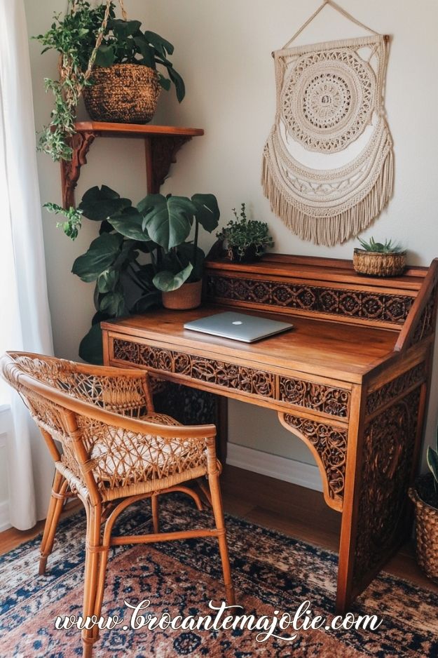 feminine home office classy bohemian