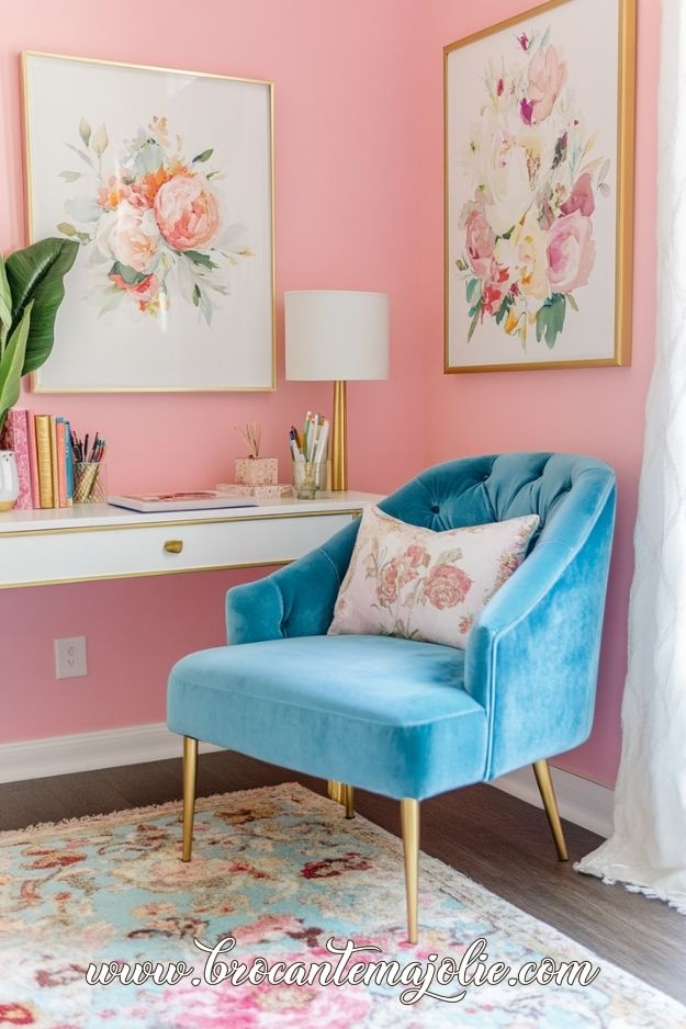 colorful feminine home office