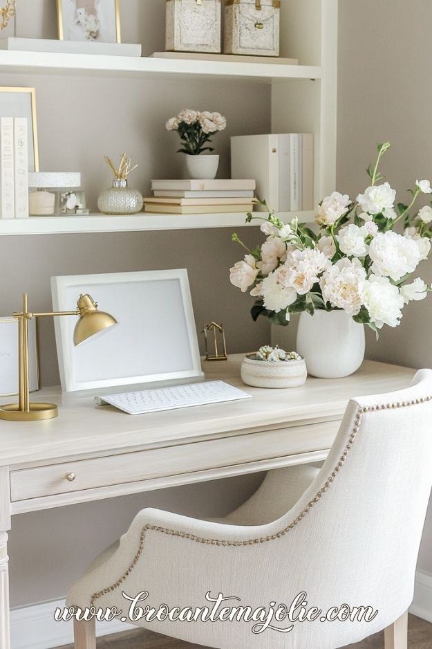 neutral feminine home office
