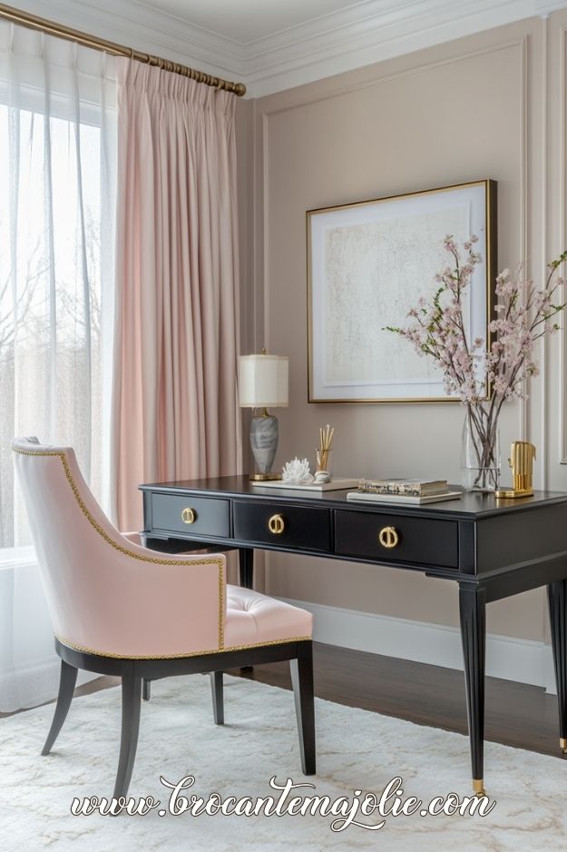 feminine home office black desk