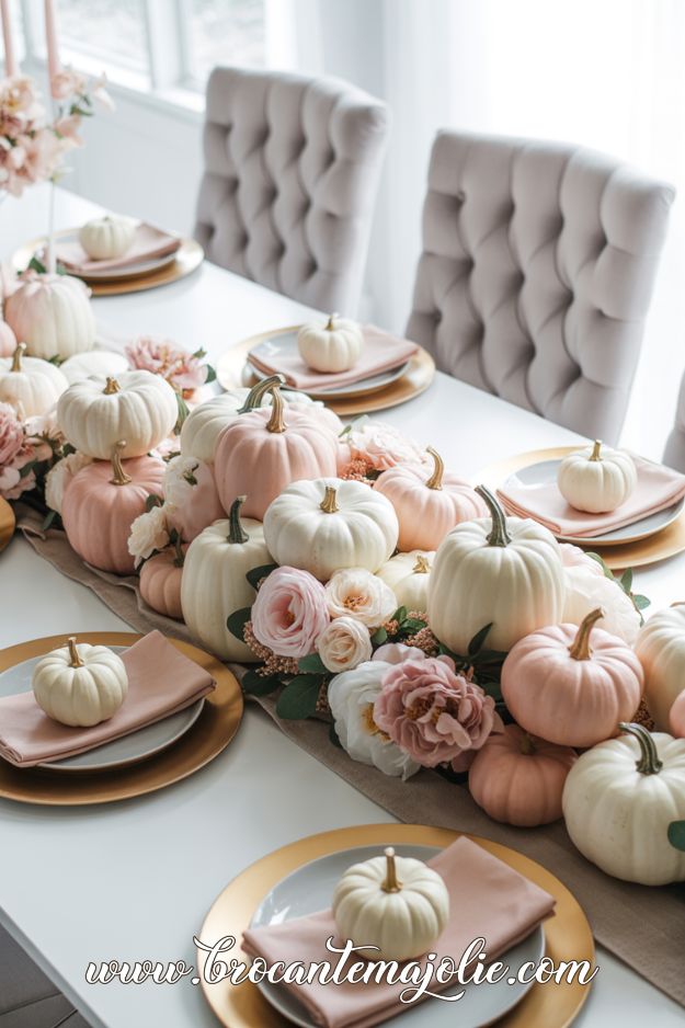 pink fall table settings