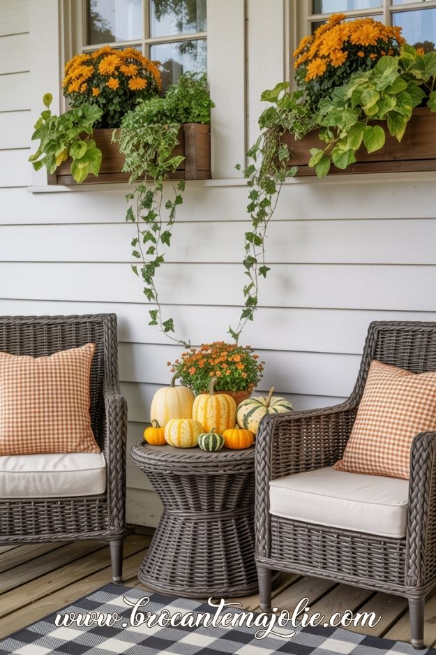 fall front porch white house