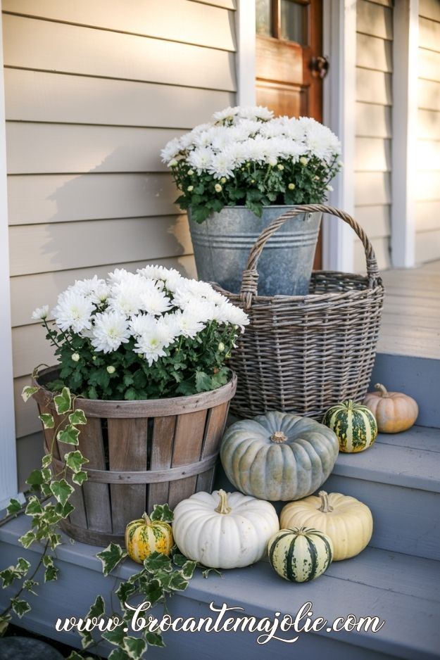 rustic fall doorstep vignette