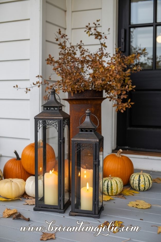fall decor with lanterns