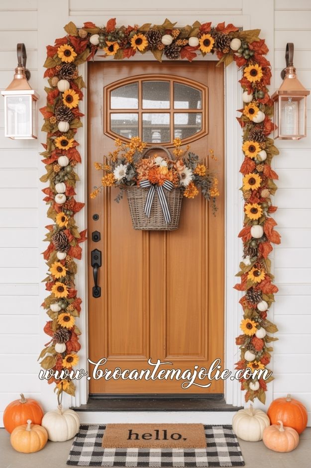fall garland around the front door