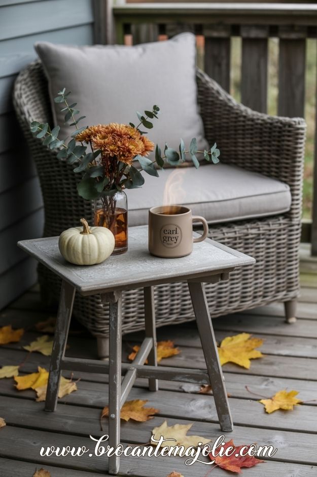 side table on front porch for fall