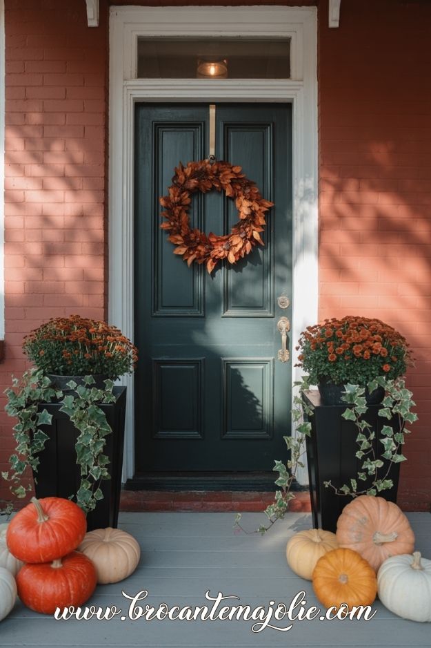 fall front porch brick house