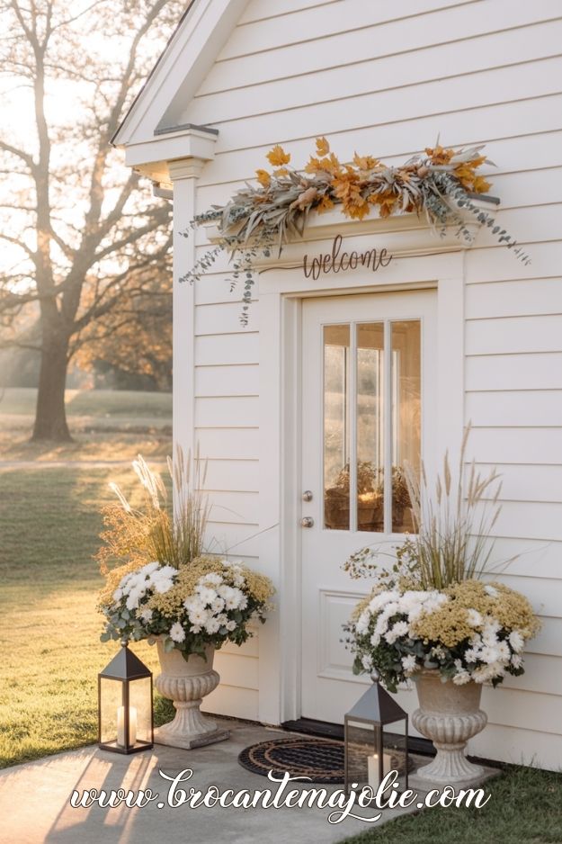 fall front porch white house