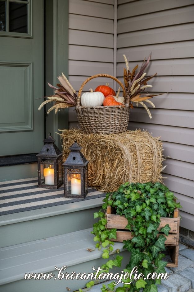 rustic fall doorstep decor