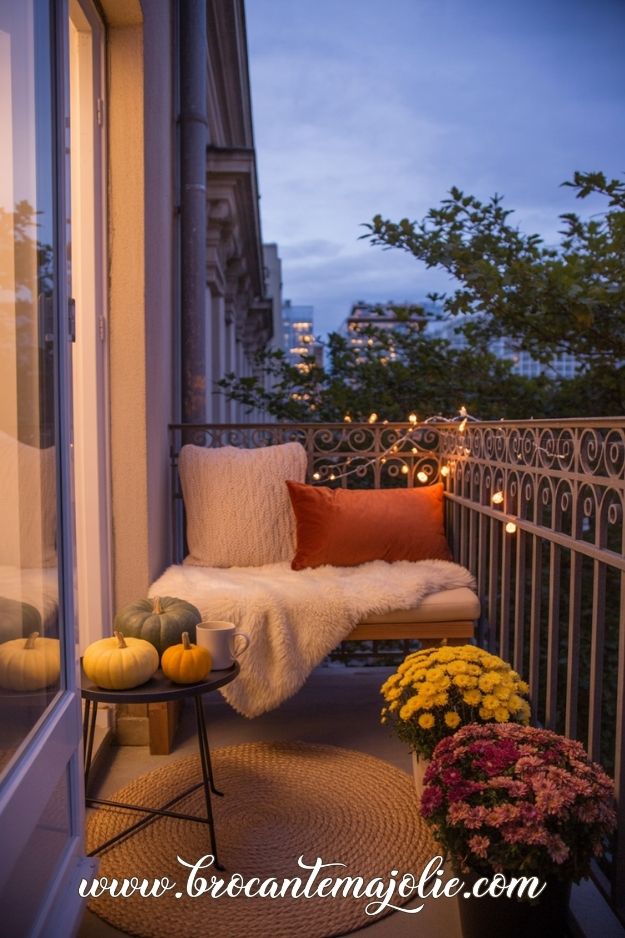fall decor on balcony
