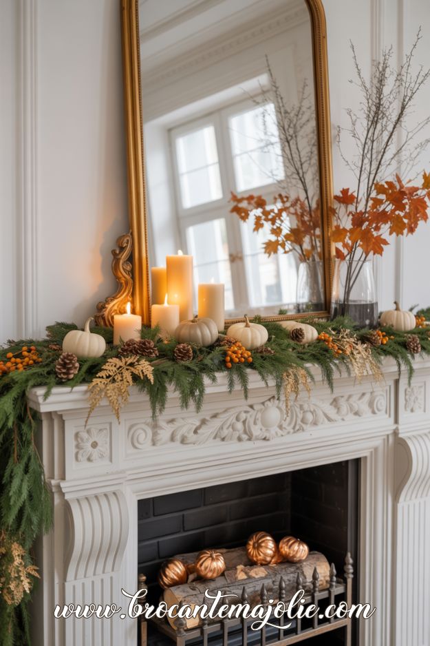 modern fall mantle decor