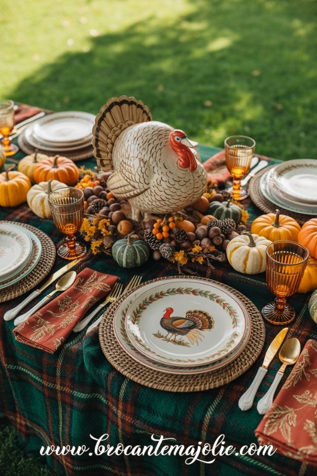 fall table decor tablecloth