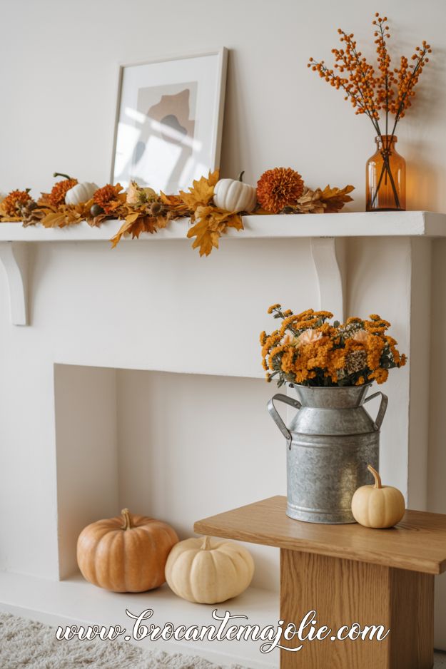 minimalist fall mantle decor
