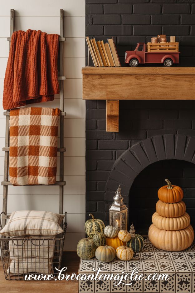 vintage fall mantle decor