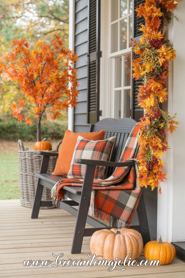 cozy fall front porch decor