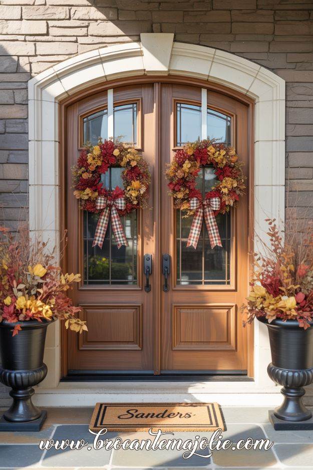 double door fall wreaths