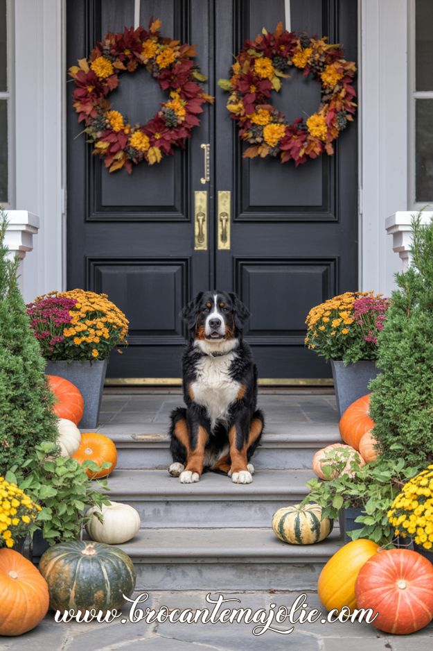 double door fall wreaths