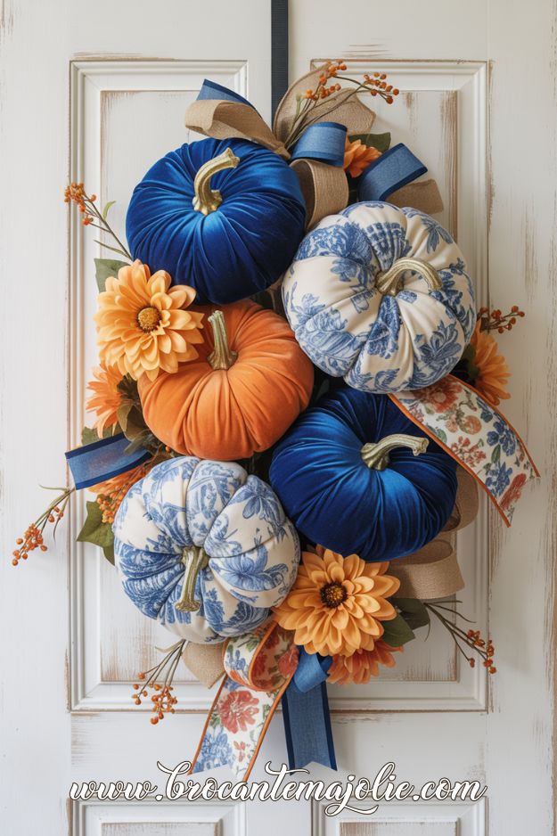 blue and orange fall decor ideas