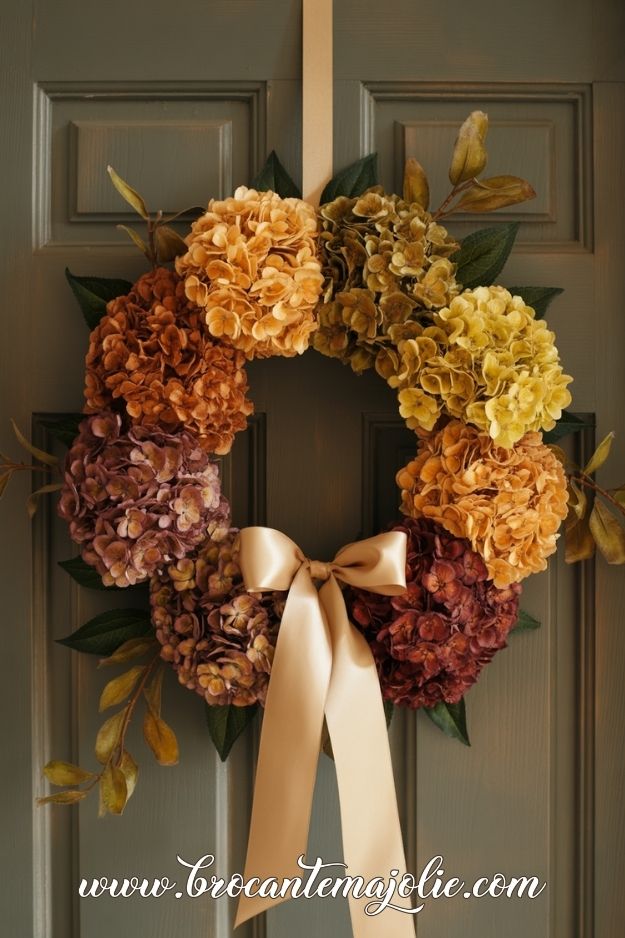 elegant fall wreath with ribbon