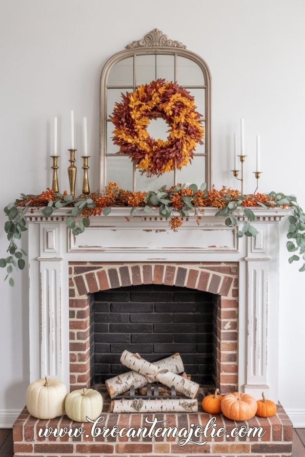 traditional fall mantle decor