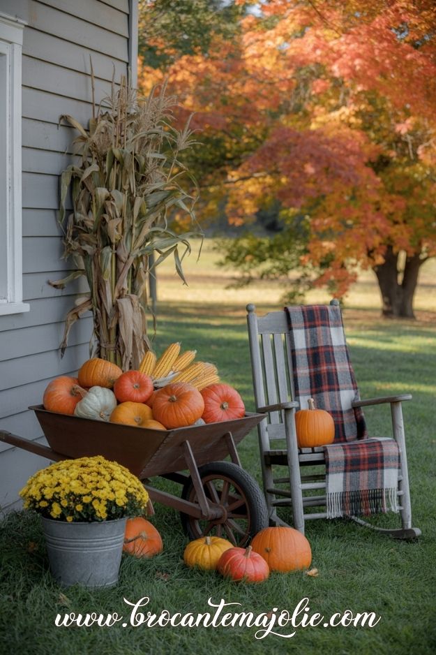 rustic front porch fall decor