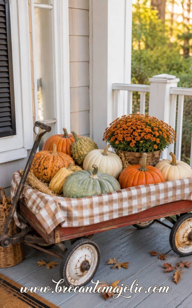 fall wagon decor front porch