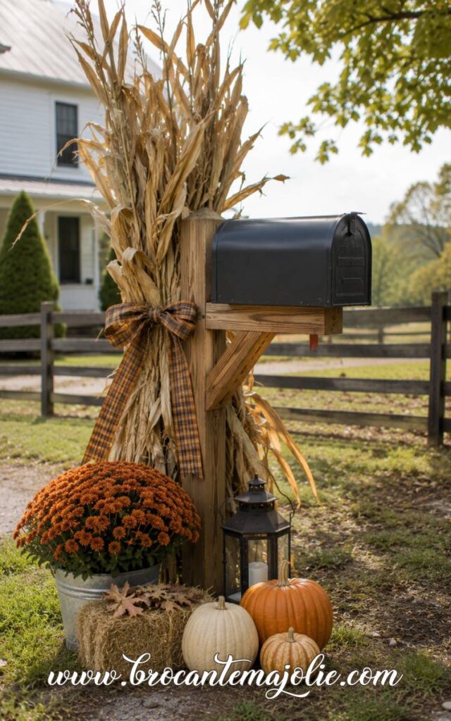 hay decor fall mailbox ideas
