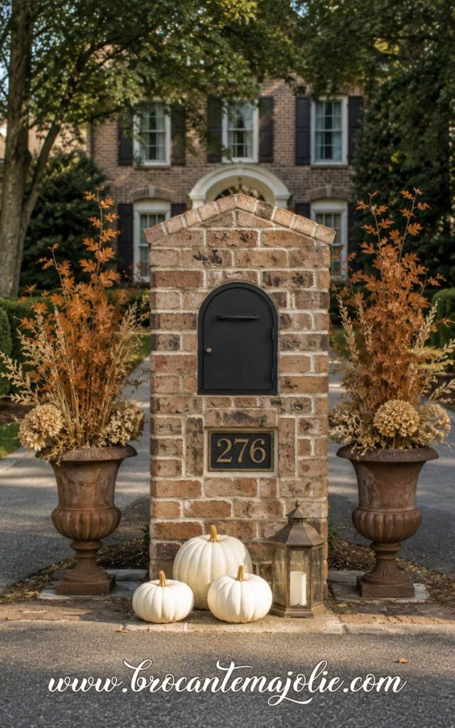 fall mailbox decorating ideas with urns