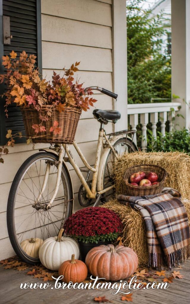 bicycle fall hay bale display