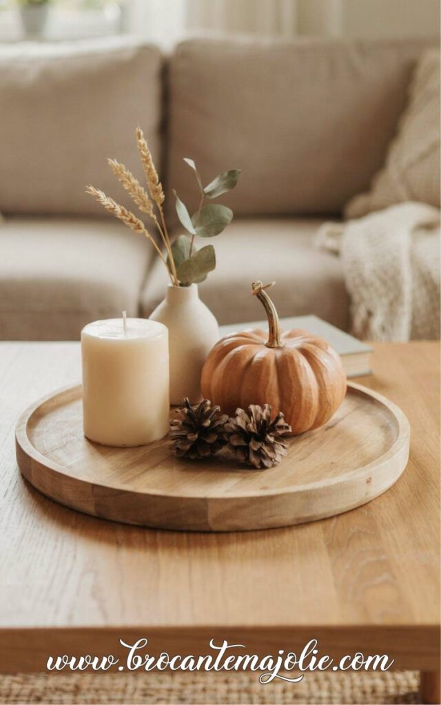cheap fall decor on a tray