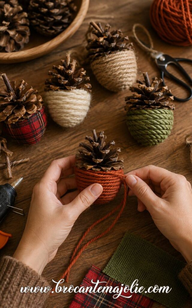decorated pinecones diy step by step