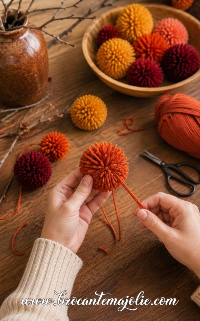 fall pom pom diy step by step
