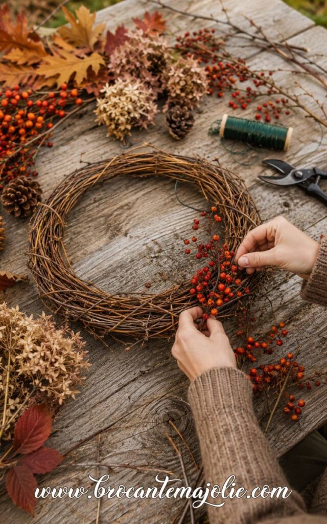 natural fall wreath diy step by step