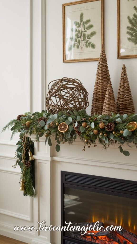 farmhouse rustic christmas decor ideas for living room mantle