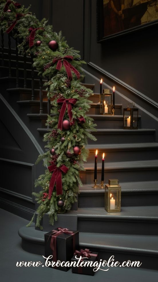 moody black burgundy christmas decor