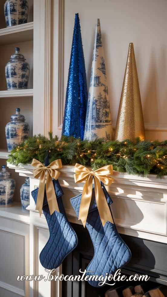 navy blue and gold christmas decor ideas