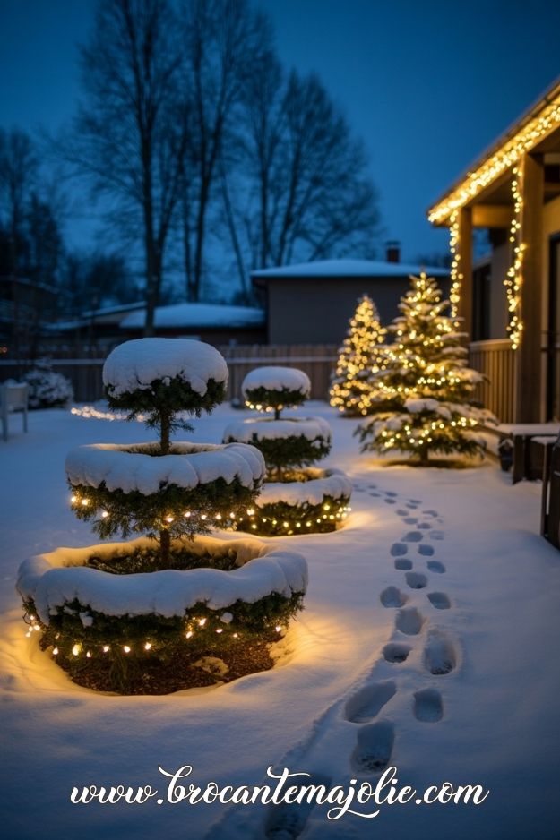 outdoor christmas lights on trees