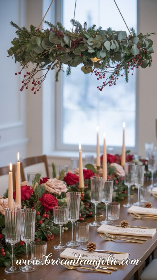 traditional red and green christmas tablescapes