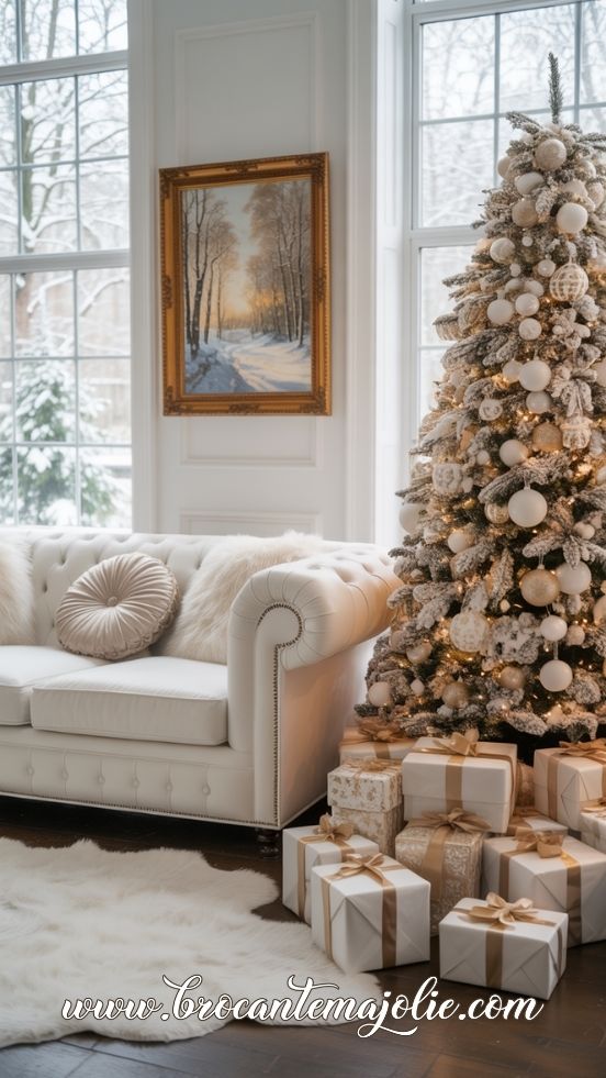 white and gold christmas decor