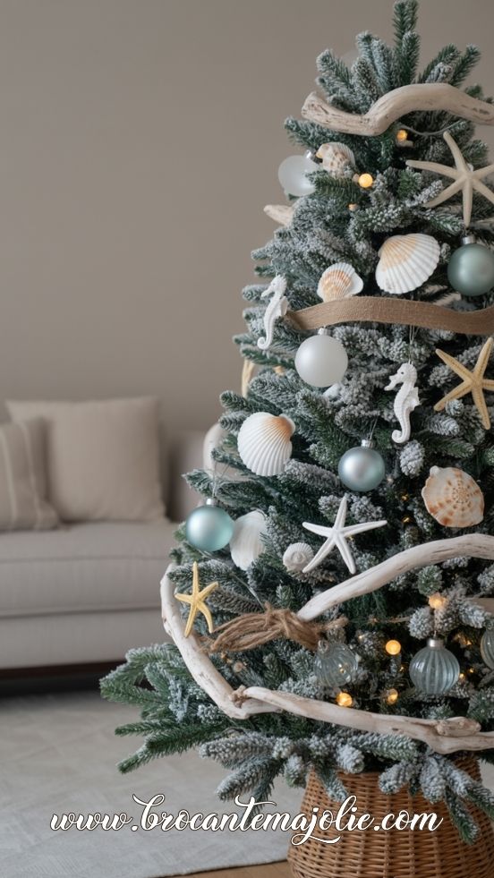 blue and white coastal christmas decor ideas