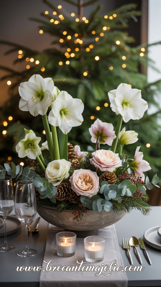christmas table floral centerpiece
