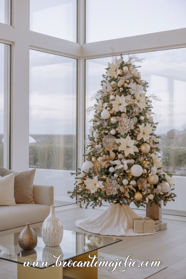 elegant gold and white christmas tree