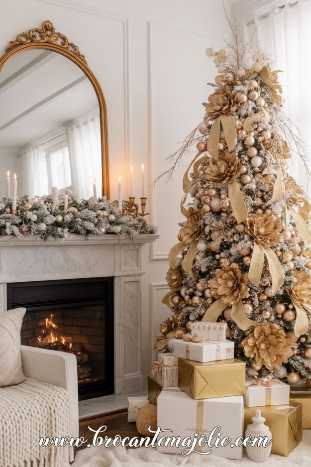 elegant gold and white christmas tree