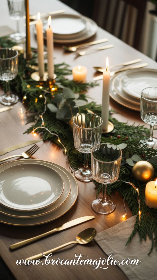 elegant white gold christmas table settings