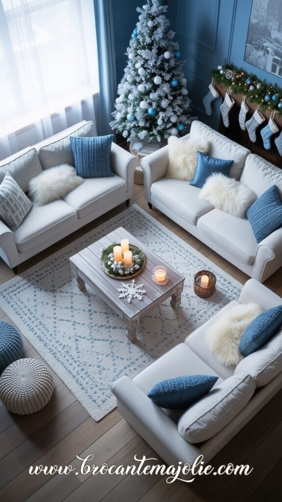 coastal blue and white christmas decor ideas