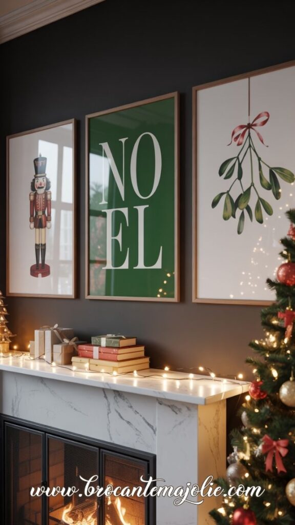 christmas wall decor above mantle
