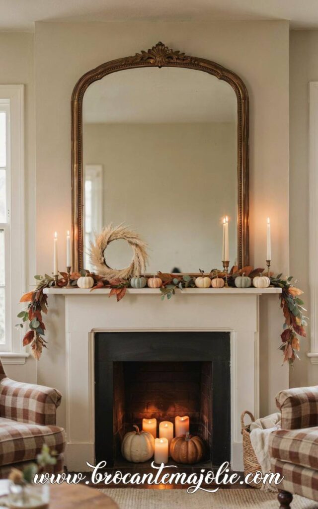 simple fall mantle decor